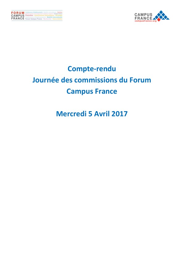 Compte-rendu Journée des commissions du Forum Campus France