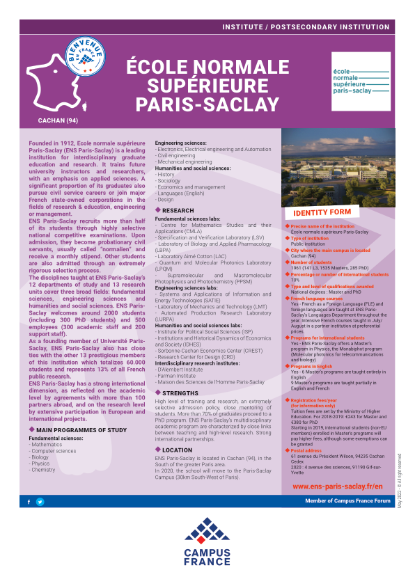 Ecole Normale Supérieure Paris Saclay